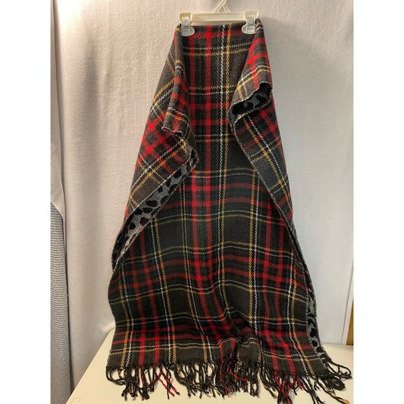 Coco + Carmen Accessories - Coco + Carmen Large wrap 2‎ sided red green plaid / animal print reversible